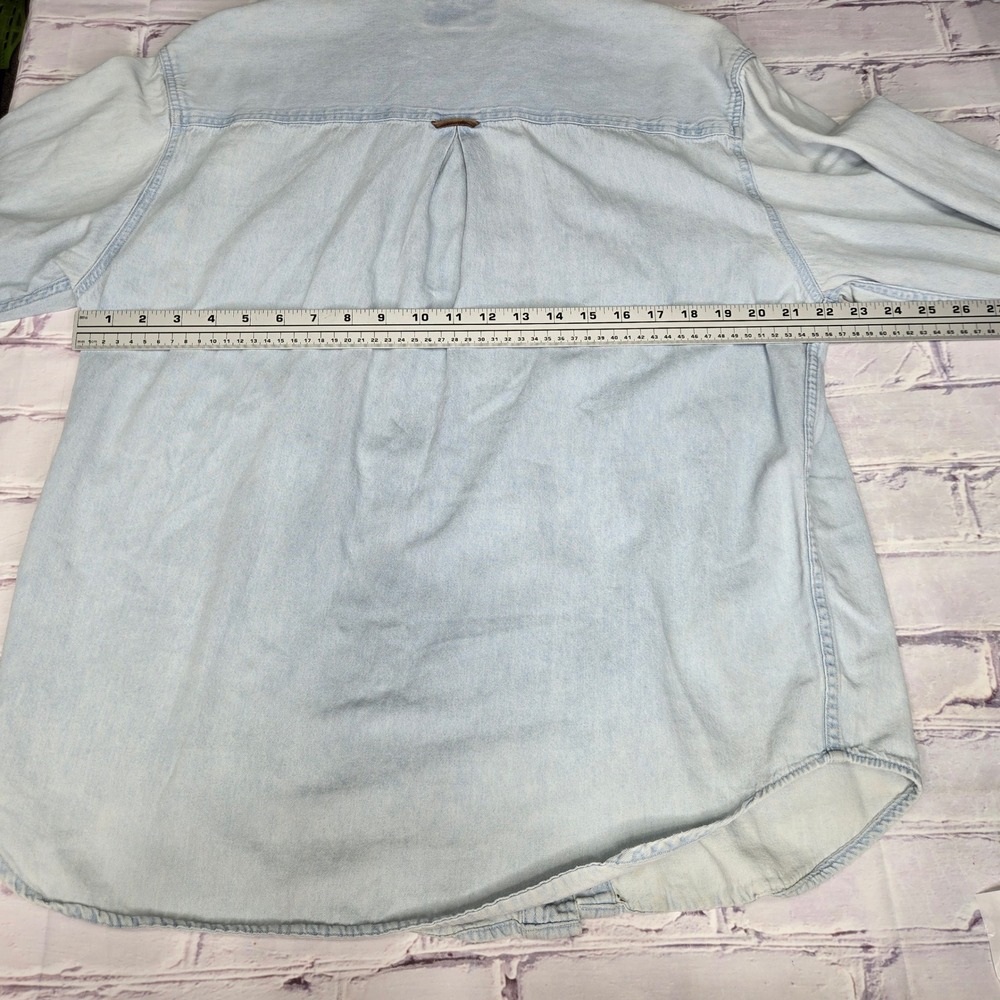Vintage Marlboro Country Denim Shirt Light Wash Western Workwear Mens Large L - Picture 10 of 13